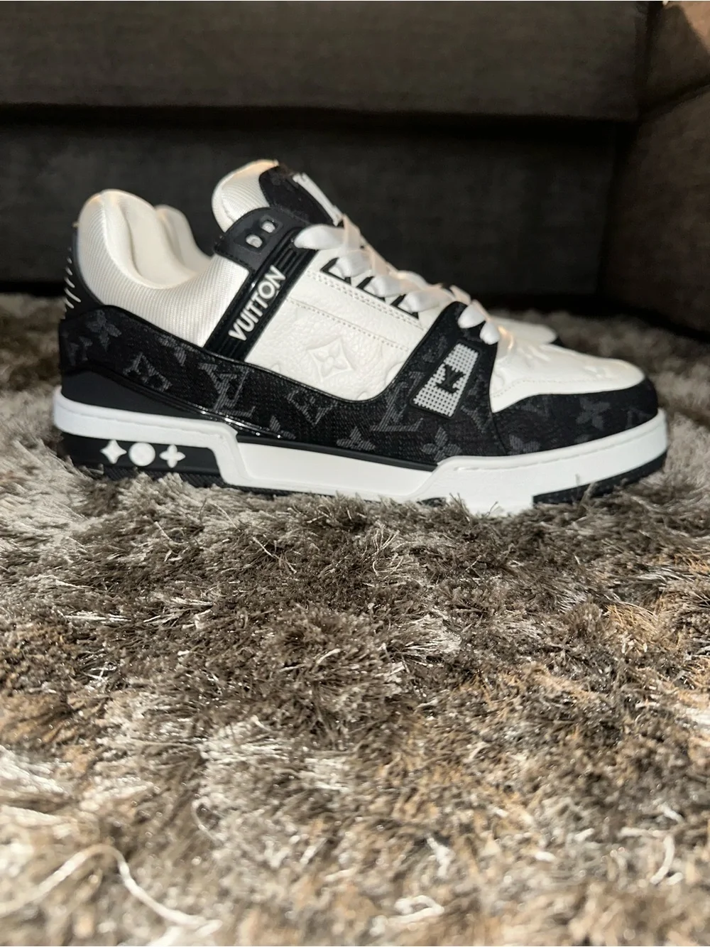 Louis Vuitton Black and White LV High-Top Sneakers